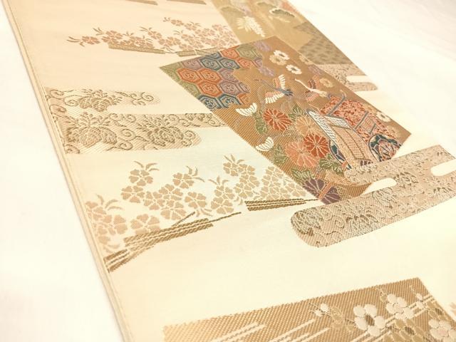 平和屋着物◎六通柄袋帯　唐織　色紙慶長小袖　金糸　正絹　逸品　AABL6006yx