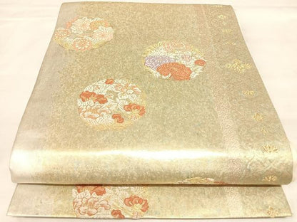 平和屋着物◎六通柄袋帯　唐織　花丸文　金銀糸　引箔　正絹　逸品　AABL6007yx