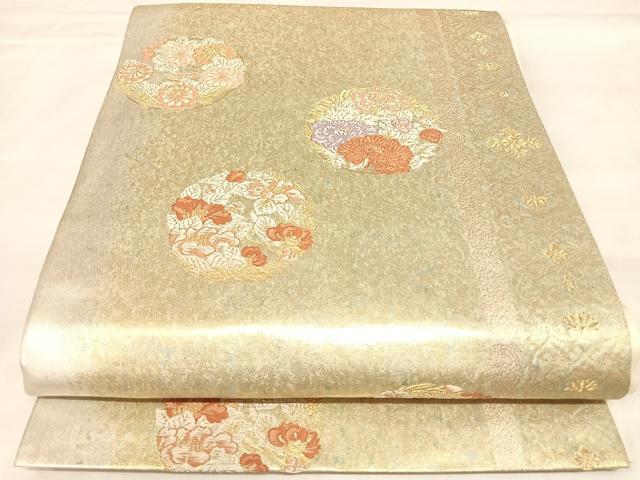 平和屋着物◎六通柄袋帯　唐織　花丸文　金銀糸　引箔　正絹　逸品　AABL6007yx