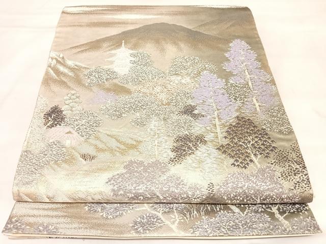 平和屋着物◎六通柄袋帯　唐織　東山の四季　金銀糸　正絹　逸品　AABL6010yx