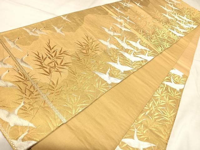 平和屋着物◎六通柄袋帯　群鶴文　金銀糸　正絹　逸品　AABL6012yx