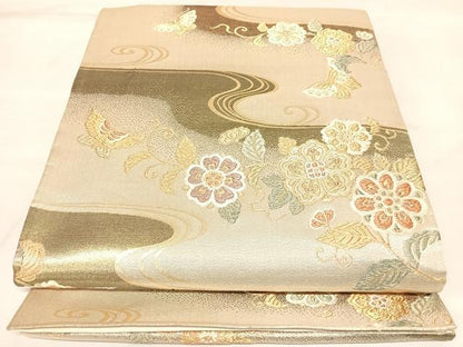 平和屋着物◎六通柄袋帯　正倉鳳花鳥　金銀糸　正絹　逸品　AABL6014yx