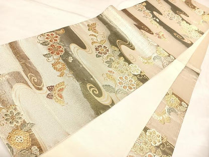 平和屋着物◎六通柄袋帯　正倉鳳花鳥　金銀糸　正絹　逸品　AABL6014yx