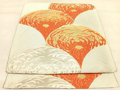 平和屋着物◎六通柄袋帯　唐織　乱菊　金銀糸　正絹　逸品　AABL6016yx