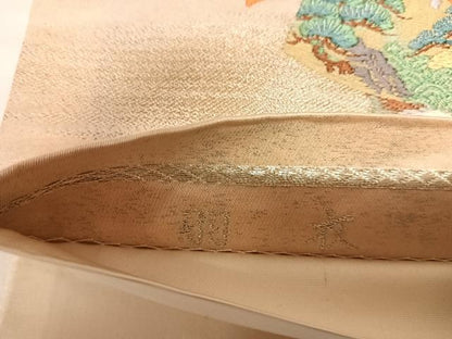 平和屋着物◎太鼓柄袋帯　唐織　羽衣　能　金糸　引箔　正絹　逸品　AABL6017yx