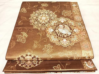 平和屋着物◎六通柄袋帯　更紗正倉文　彩錦　金糸　引箔　正絹　逸品　AABL6044yx