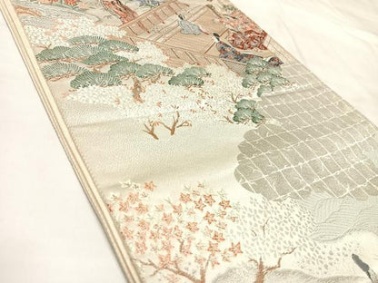 平和屋着物◎六通柄袋帯　九百錦　絵巻胡蝶　プラチナ箔　正絹　逸品　AABL6047yx