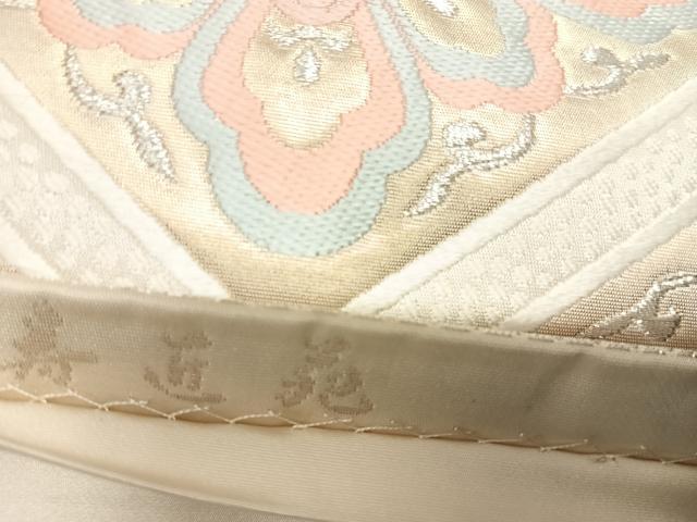 平和屋着物◎六通柄袋帯　唐織　寿近苑　扇面蜀江花文　金銀糸　正絹　逸品　AABL6060yx