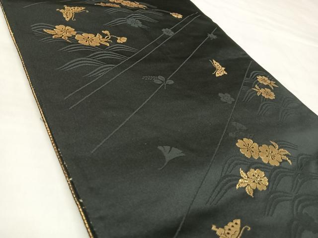 平和屋着物◎両面　全通柄袋帯　舞花文　金銀糸　正絹　逸品　AABL6077yx