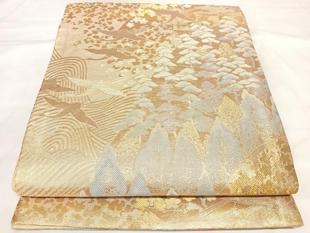 平和屋着物◎佐賀錦　六通柄袋帯　飛鶴樹林文　金銀糸　正絹　逸品　AABL6082yx