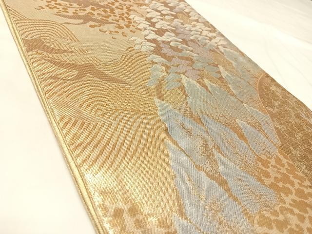 平和屋着物◎佐賀錦　六通柄袋帯　飛鶴樹林文　金銀糸　正絹　逸品　AABL6082yx
