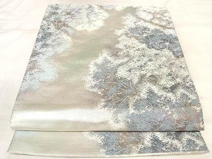 平和屋着物◎六通柄袋帯　保津川　銀糸　正絹　逸品　AABL6089yx