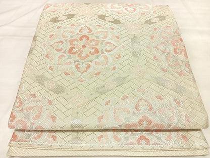 平和屋着物◎佐賀錦　六通柄袋帯　蜀江花文　銀糸　正絹　逸品　AABL6096yx