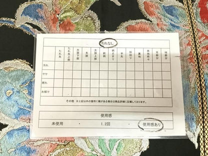 平和屋着物◎六通柄袋帯　唐織　舞花文　黒地　金銀糸　正絹　逸品　AABL6098yx