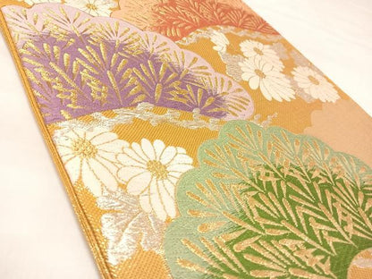 平和屋着物◎佐賀錦　六通柄袋帯　唐織　雲取り松花文　金銀糸　正絹　逸品　AABL6099yx