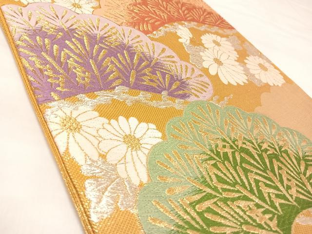 平和屋着物◎佐賀錦　六通柄袋帯　唐織　雲取り松花文　金銀糸　正絹　逸品　AABL6099yx