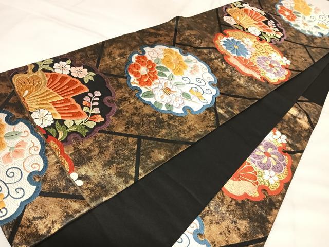 平和屋着物◎六通柄袋帯　唐織　雪輪桧垣文　金糸　引箔　正絹　逸品　AABL6102yx