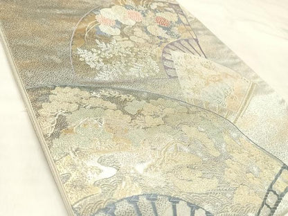 平和屋着物◎六通柄袋帯　唐織　雅扇散蒔絵　金銀糸　正絹　逸品　AABL6104yx