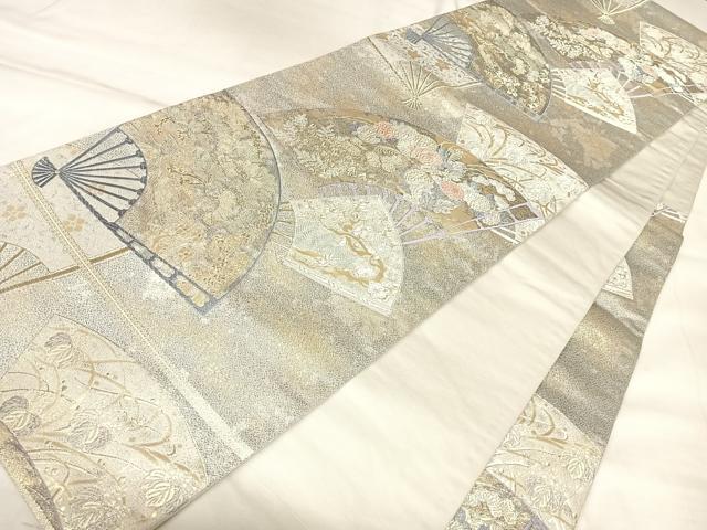 平和屋着物◎六通柄袋帯　唐織　雅扇散蒔絵　金銀糸　正絹　逸品　AABL6104yx