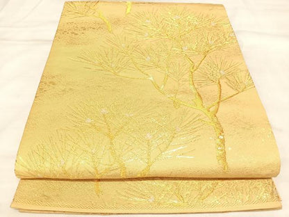 平和屋着物◎六通柄袋帯　松　金銀糸　正絹　逸品　AABL6114yx