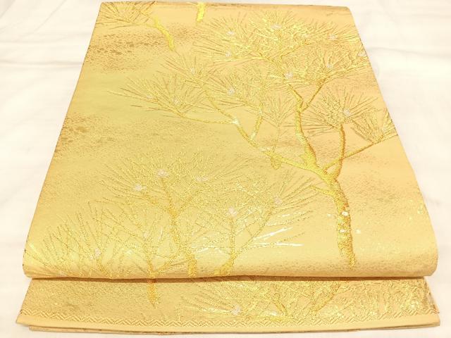 平和屋着物◎六通柄袋帯　松　金銀糸　正絹　逸品　AABL6114yx