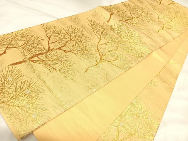 平和屋着物◎六通柄袋帯　松　金銀糸　正絹　逸品　AABL6114yx