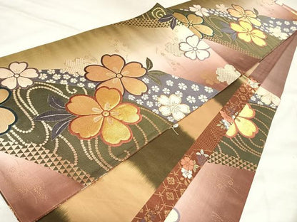 平和屋着物◎六通柄袋帯　唐織　舞花文　金糸　正絹　逸品　AABL6115yx