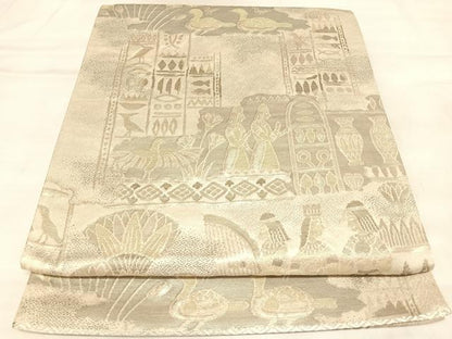 平和屋着物◎六通柄袋帯　古代人物文　金糸　正絹　逸品　AABL6120yx