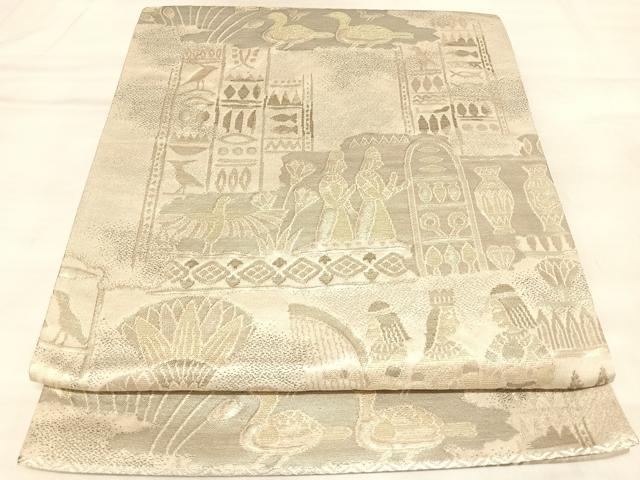 平和屋着物◎六通柄袋帯　古代人物文　金糸　正絹　逸品　AABL6120yx