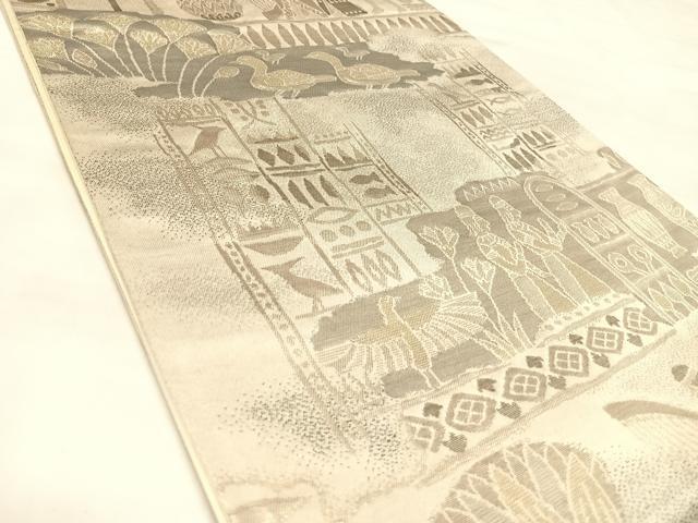 平和屋着物◎六通柄袋帯　古代人物文　金糸　正絹　逸品　AABL6120yx