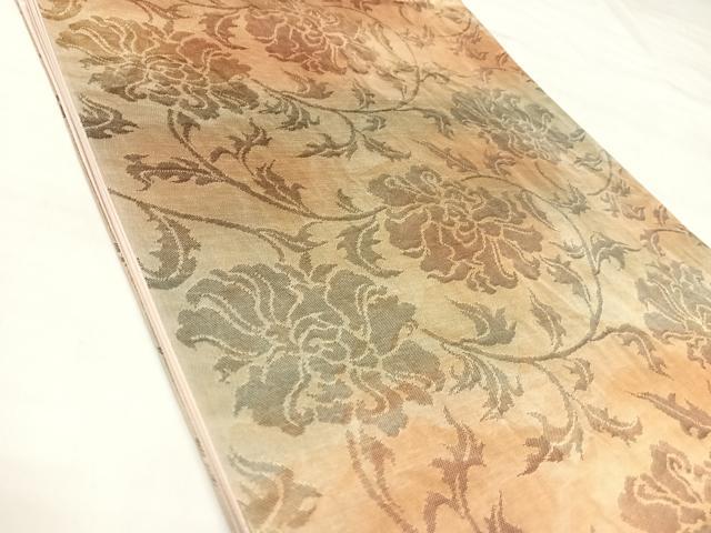 平和屋着物◎六通柄袋帯　更紗花文　金糸　正絹　逸品　AABL6121yx
