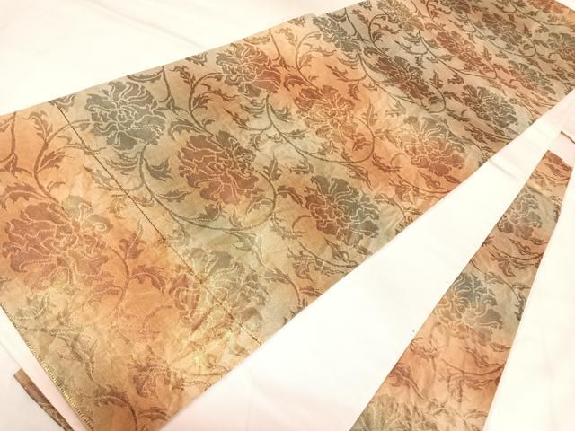 平和屋着物◎六通柄袋帯　更紗花文　金糸　正絹　逸品　AABL6121yx