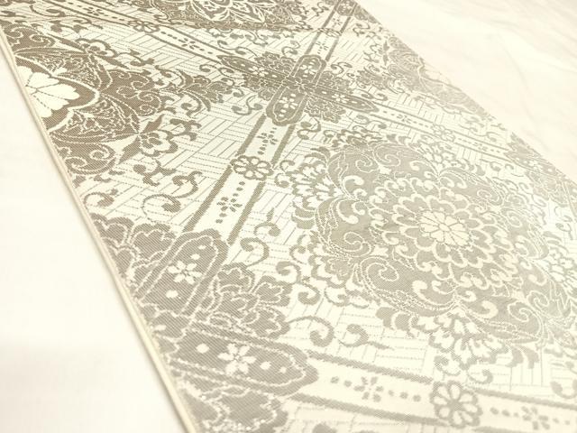 平和屋着物◎六通柄　本袋帯　花菱文　プラチナ箔　正絹　逸品　AABL6128yx