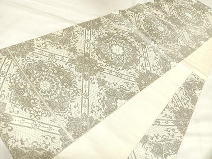 平和屋着物◎六通柄　本袋帯　花菱文　プラチナ箔　正絹　逸品　AABL6128yx