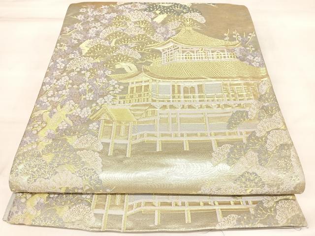 平和屋着物◎六通柄袋帯　唐織　京名所　金閣寺　金糸　正絹　逸品　AABL6129yx