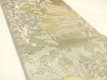 平和屋着物◎六通柄袋帯　唐織　京名所　金閣寺　金糸　正絹　逸品　AABL6129yx
