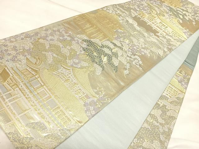 平和屋着物◎六通柄袋帯　唐織　京名所　金閣寺　金糸　正絹　逸品　AABL6129yx
