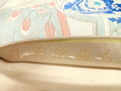 平和屋着物◎六通柄袋帯　唐織　孔雀流水花　金銀糸　正絹　逸品　AABL6138yx