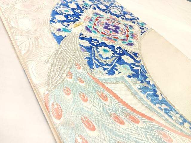 平和屋着物◎六通柄袋帯　唐織　孔雀流水花　金銀糸　正絹　逸品　AABL6138yx
