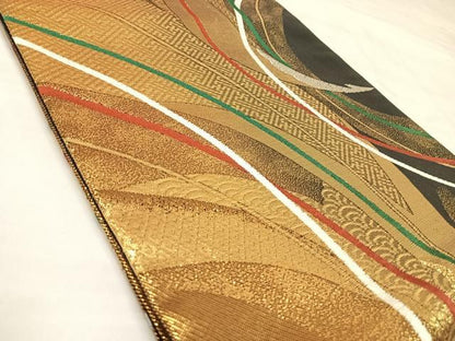 平和屋着物◎六通柄袋帯　唐織　美濃里　金銀糸　正絹　逸品　AABL6142yx