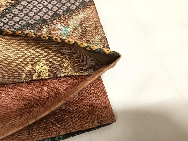 平和屋着物◎西陣　老舗　渡文謹製　手織　全通柄袋帯　唐織　彩纈　用美錦　金糸　証紙付き　正絹　逸品　AABL6147yx
