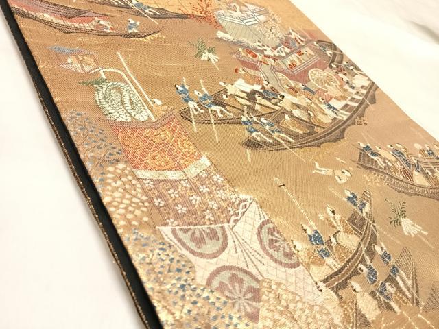平和屋着物◎六通柄袋帯　慶祥夢絵巻　金糸　正絹　逸品　AABL6154yx