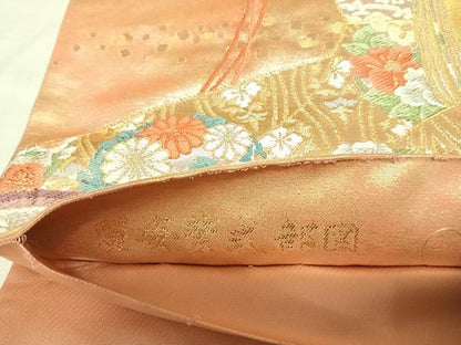 平和屋着物◎太鼓柄袋帯　唐織　麗姿紫式部図　金銀糸　引箔　正絹　逸品　AABL6158yx