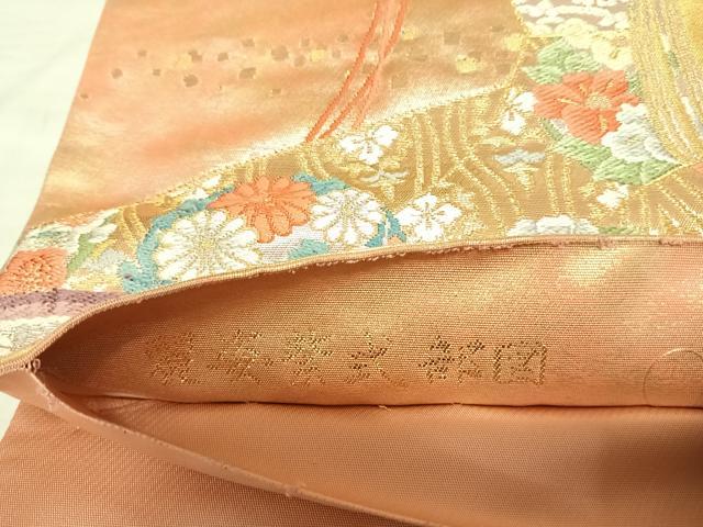 平和屋着物◎太鼓柄袋帯　唐織　麗姿紫式部図　金銀糸　引箔　正絹　逸品　AABL6158yx