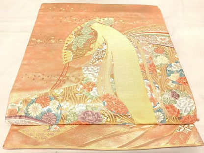 平和屋着物◎太鼓柄袋帯　唐織　麗姿紫式部図　金銀糸　引箔　正絹　逸品　AABL6158yx
