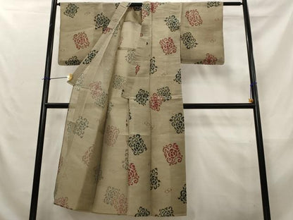 平和屋着物＊夏物　小紋　紗紬　花唐草文　正絹　逸品　未使用　AABL6161st