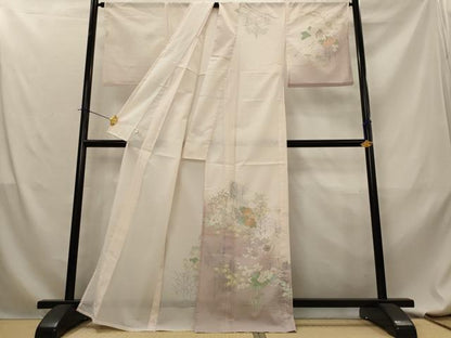 平和屋着物＊夏物　訪問着　絽　草花文　暈し染め　金彩　洗える着物　AABL6168st