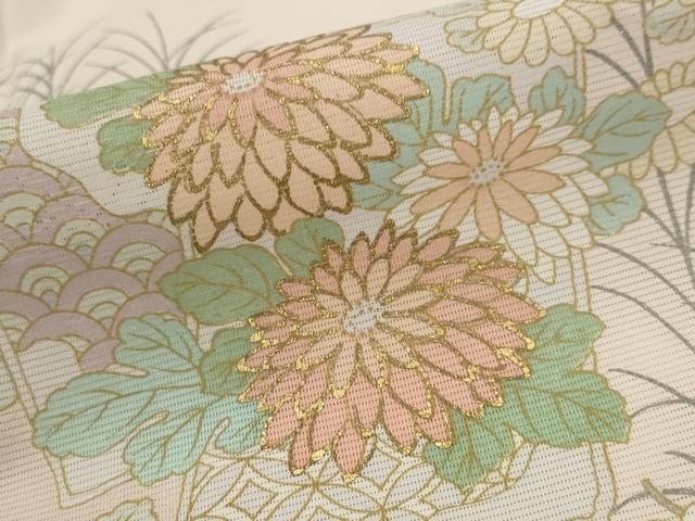 平和屋着物＊夏物　訪問着　絽　草花文　暈し染め　金彩　洗える着物　AABL6168st