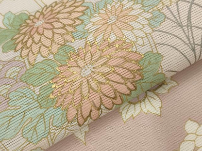 平和屋着物＊夏物　訪問着　絽　草花文　暈し染め　金彩　洗える着物　AABL6168st