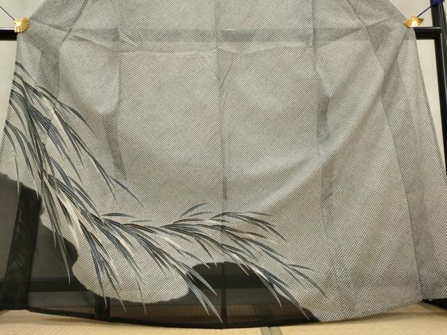 平和屋着物＊夏物　訪問着　絽　草葉文　銀彩　洗える着物　AABL6169st